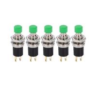 Botón pulsador momentáneo con reinicio, bloqueo de marcha, interruptor libre, 3 A, 220 V CA, normalmente abierto (NA), tapa negra, roja y verde.(Green-5pcs)