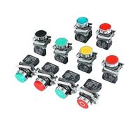 Botón Pulsador Reinicio Automático Cabeza Plana Con Luz 10A NC NO | Botón Pulsador 22mm Reinicio Automático Cabeza Plana Con Luz 10A NC NO Contacto Plata Multicolor(BLUE light 2NO,380V)