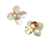 Botón Rhinestone 2PCS Petal Shaped Button Cover With Pearl Rhinestone Cufflinks For Women Shirt Decorative Accessories Elegant Jewelry para la fabricación joyas(Color 3)