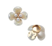 Botón Rhinestone 2PCS Petal Shaped Button Cover With Pearl Rhinestone Cufflinks For Women Shirt Decorative Accessories Elegant Jewelry para la fabricación joyas(Color 2)