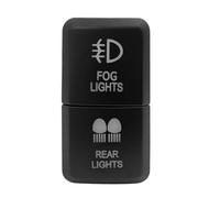 Botonera Elevalunas Barra de luz verde/azul con interruptor de doble pulsador de 12 V y cable compatible con Toyota Bus, 4Runner, Hilux, RAV4 y Prado. Interruptor Basculante (Fog rear)