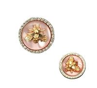 Botones 10PCS Diamond Bee Buttons Retro Rhinestones Metal Buttons Clothing Sewing Tailor(Pink,25MM)