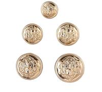 Botones 15 botones de metal dobles vintage, hechos a mano, for ropa, for hombre y mujer, decorativos(Gold,15mm)