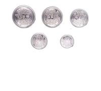 Botones 15 botones de metal vintage estilo universitario, cosidos a mano, for abrigos, ropa y insignias doradas para Coser(Silver,25mm)