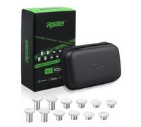 Botones analógicos 3D para PS4 para PS5 para Xbox para Elite Series 2 Controlador Metal Mushroom Head Rocker Cap Piezas de repuesto Agarre (Blanco)