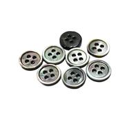 Botones Botón de concha blanca 10 mm, botones marina, dos agujeros, pieza trabajo for costura, 100 piezas/paquete(1205 Black 4holes,15mm)