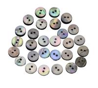 Botones Botón de concha blanca 10 mm, botones marina, dos agujeros, pieza trabajo for costura, 100 piezas/paquete(1301 Black 2holes,15mm)