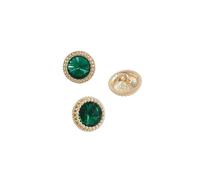Botones Botón redondo de diamantes de imitación de 12,5/15/18/21 mm, decoración de joyas, botones de metal dorados, accesorios de costura for ropa, bricolaje(Green gold,21mm 6pcs)