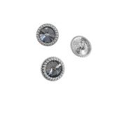 Botones Botón redondo de diamantes imitación 12,5/15/18/21 mm, decoración moda, joyería, botones metal dorados, accesorios costura for ropa, bricolaje(Grey silver,15mm 6pcs)