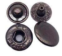 Botones Botones a presión de metal 10 mm, 12,5 y 15 for coser botones a, costura, cuero, manualidades, ropa, bolsos, prendas vestir(Black nickel,15mm 100set)