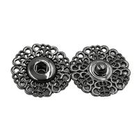 Botones Botones a presión metálicos de 15 mm, 18 y 21 con cierre flor invisible for abrigos trajes. Hebilla en negro, dorado plateado. Juego 5 unidades para bricolaje(Antique Silver,21mm)