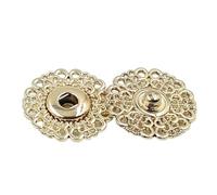 Botones Botones a presión metálicos de 15 mm, 18 y 21 con cierre flor invisible for abrigos trajes. Hebilla en negro, dorado plateado. Juego 5 unidades para bricolaje(Antique Brass,15mm)