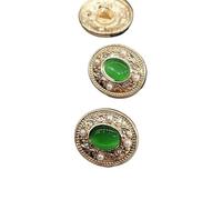 Botones Botones de metal moda for ropa con cuentas perlas y diamantes imitación lujo forma ojo gato 18 mm for abrigos mujer(Green)
