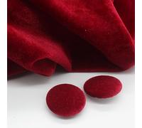 Botones, botones metálicos, Botones 10PCS 10-28MM Redondos de Tela Terciopelo Dorado Cubiertos con Vástago Metal for Ropa Manualidades Costura(Red Sauce,25mm)