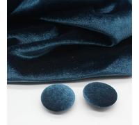 Botones, botones metálicos, Botones 10PCS 10-28MM Redondos de Tela Terciopelo Dorado Cubiertos con Vástago Metal for Ropa Manualidades Costura(Gray Ink Blue,20mm)