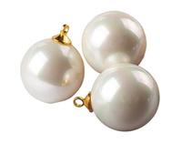 Botones, botones metálicos, Botones de costura, 10 Uds. perlas imitación blancas con vástago, botón decorativo for ropa, vestido novia(14MM)