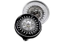 Botones Con Pedrería 10 botones de lujo con diamantes imitación y perlas for ropa, accesorios costura DIY, decorativos for, abrigo moda for mujer(Black Silver,18mm-10pcs)