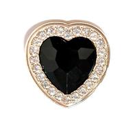 Botones Con Pedrería 10 botones de metal en forma corazón for coser ropa, abrigos, bolsos, manualidades, accesorios decorativos con incrustaciones diamantes imitación(Black 22mm)
