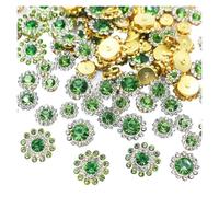 Botones Con Pedrería 100 piezas de diamantes imitación for coser con forma flor, cristales brillantes, adornos piedras vidrio, cuentas, botones, manualidades, costura for decoración ropa(Peridot,10mm)