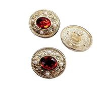 Botones Con Pedrería Botones de metal moda for ropa con cuentas perlas y diamantes imitación lujo forma ojo gato 18 mm for abrigos mujer(Red)