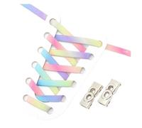 Botones, Cordones de arcoíris degradados, cordones con hebilla de Metal, cordones sin cordones, zapatillas planas elásticas(Candy Color)