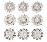 Botones de adornos botones de perlas de imitación Botones de diamantes de imitación de flores para la fabricación de joyas, decoración de bodas, manualidades, accesorios para el cabello, 9pcs (2)