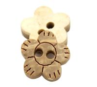 Botones de camisa Natural de madera blanca tallada con flores, 50 Uds., tamaño de 10mm para costura de ropa, manualidades DIY, álbum de recortes de madera de coco para niños, Blanco, 10mm 50 piezas