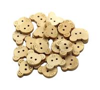 Botones de costura de madera con 2 agujeros, 30 unidades, cabeza de oso de 18 mm
