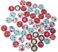 Botones de costura redondos de madera, diseño de Papá Noel para scrapbooking, 2 agujeros, 25 mm, portátiles y prácticos.
