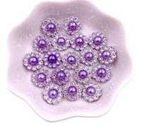 Botones de cristal con pedrería, 50 botones de resina multicolor de 12 mm con parte trasera plana y perlas redondas de imitación de flores(1)