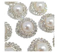 Botones de diamantes de imitación Botones de diamantes imitación perlas lujo 20 mm for ropa, decoración moda, botón redondo metal, plateado, accesorios costura, DIY para Costura