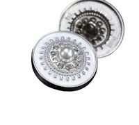 Botones De ImitacióN 10 botones de lujo con diamantes imitación y perlas for ropa, accesorios costura DIY, decorativos for, abrigo moda for mujer para Ropa(White Silver,25mm-10pcs)