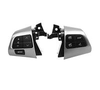 Botones de Interruptor de Control del Volante multifunción Lado Izquierdo Derecho ABS Negro Volumen de Audio Modo Bluetooth Panel de Control de Voz Reemplazo para 2010-2013 (Plata)