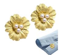 Botones de la camisa Gematina - Cubiertas de botones de flores de perlas | 2 piezas Diseño de perlas con forma de flores elegantes, decoración de de clips fáciles para camisas de vestir blusas