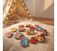 Botones de madera, botones de costura decorativos de animales del bosque, ardilla, oso, erizo, diseños de bellota, 2 agujeros mixtos para costura, álbumes de recortes, manualidades, decoración de ropa