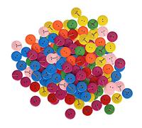 Botones de madera con 2 agujeros, botones redondos coloridos de madera para costura artesanal, accesorios de ropa y manualidades, 20mm, 200 Uds.