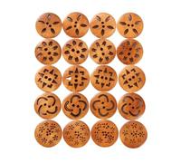 Botones de madera con forma de crisantemo, 18mm, 30 Uds., bonito patrón redondo marrón oscuro for ropa, accesorios de ropa DIY(Mixing color)