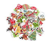 Botones de madera de Navidad, 100 piezas de botones de artesanía mixta árbol de Navidad, renos botón de madera de Papá Noel para coser, hacer manualidades hacer tarjetas de manualidades adornos