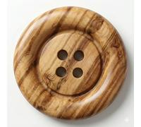 Botones de madera de olivo, botones de madera natural de 4 agujeros, 28 mm de diámetro, paquete de 2, naturales, reversibles, ideales para costura, tejer y manualidades Giddy Square