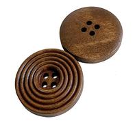 Botones de madera marrón, 25 mm, diseño de círculos tallados, costura, tejido, arte, paquete de 20 (Marrón-A)