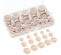 Botones de Madera Natural, 140 Piezas, Con 2 Agujeros, Infantiles, Ideales para Coser y Crear Decoraciones, 15/20/25 mm