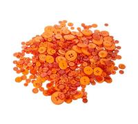 Botones de manualidades de formas y tamaños surtidos, 250 g, color naranja, botones de plástico mixtos para costura, manualidades, álbumes de recortes y proyectos de bricolaje