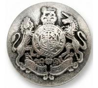 Botones de metal con escudo militar plateado, 23 mm, paquete de 4, botones de escudo de armas de león y unicornio para uniformes, abrigos y blazers Giddy Square