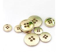 Botones de metal dorado con 4 agujeros redondos cosidos en botones planos, paquete de 10