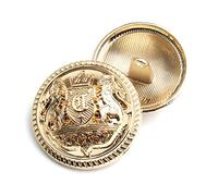 Botones de metal modernos y decorativos, con diseño de escudo de armas, ideales para traje, paquete de 10 unidades, dorado, 20 mm