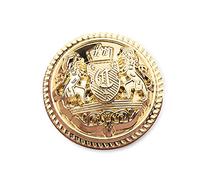 Botones de metal modernos y decorativos, con diseño de escudo de armas, ideales para traje, paquete de 10 unidades, dorado, 25 mm