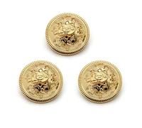 Botones de metal modernos y decorativos, con diseño de escudo de armas, ideales para traje, paquete de 10 unidades, dorado, 15 mm