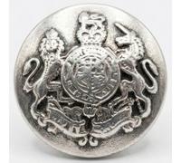 Botones de metal plateado con escudo militar, 20 mm, paquete de 4, botones de escudo de armas de león y unicornio para uniformes, abrigos y blazers Giddy Square