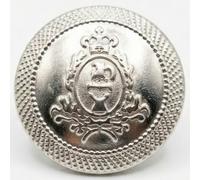 Botones de metal plateado con vástago de escudo de armas - 23 mm - Paquete de 10 - Botones de emblema coronado para abrigos, blazers y disfraces - Giddy Square