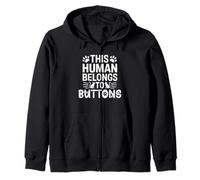 Botones de nombre de gato Human Belongs to Cat Name Buttons Sudadera con Capucha